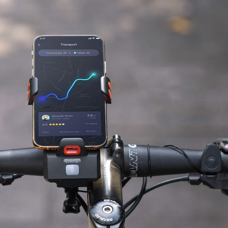 Bike Phone Mount with Flashlight & Power Bank