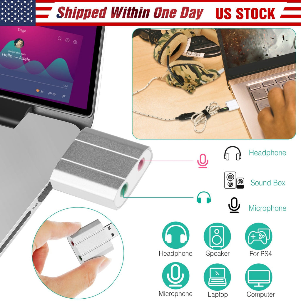 USB Audio Adapter with 3.5mm Jack