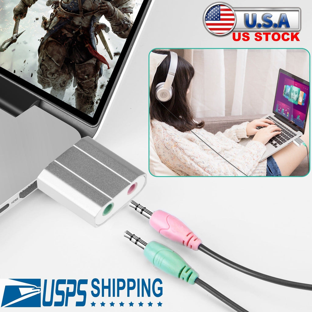USB Audio Adapter with 3.5mm Jack