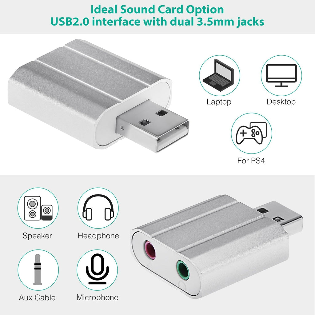 USB Audio Adapter with 3.5mm Jack